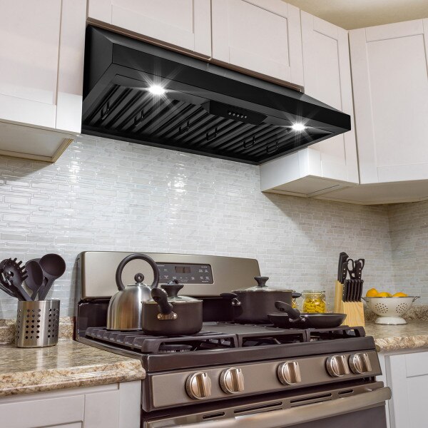 Under Cabinet Range Hood in Matte Black | AKDY Imports