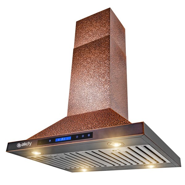 Island Mount Range Hood in Embossing Copper AKDY Imports