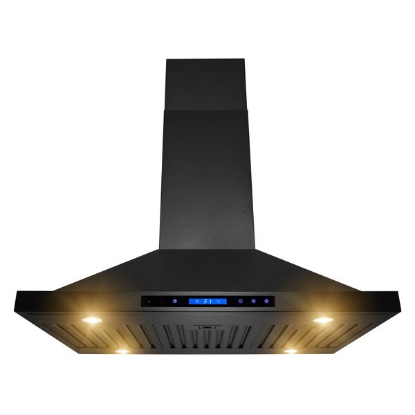 Island Mount Range Hood In Black Painted Stainless Steel