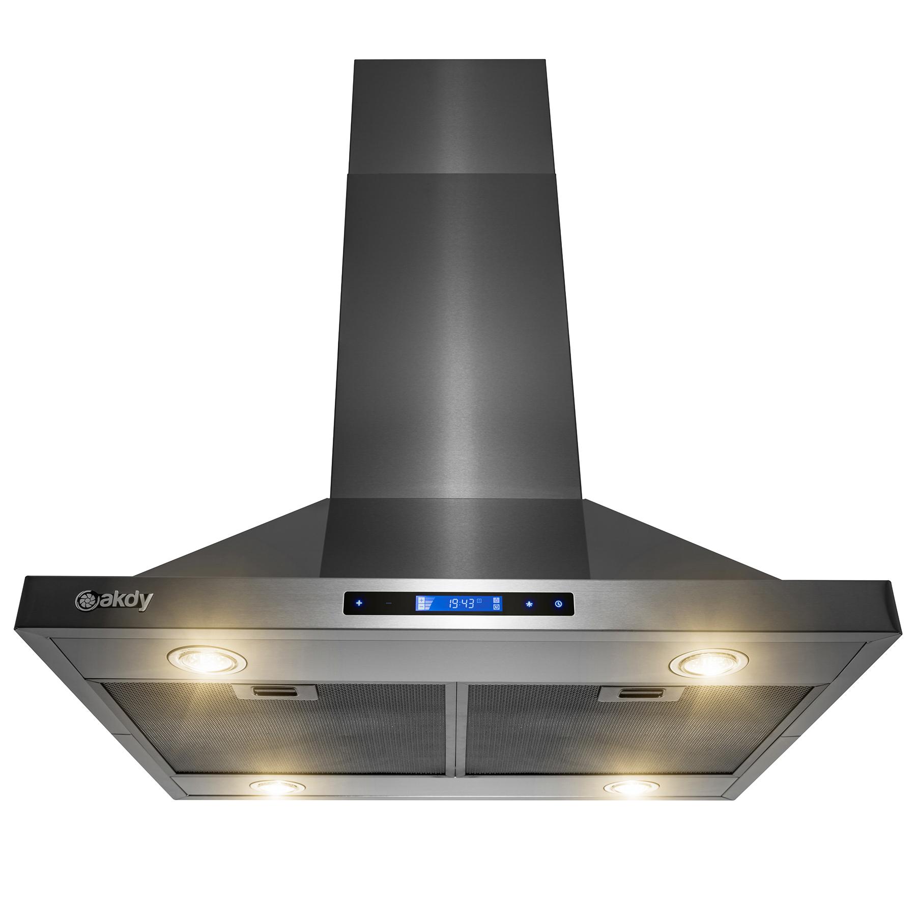 AKDY Kitchen Range Hood 30 in Convertible Wall Mount Black Stainless Steel 